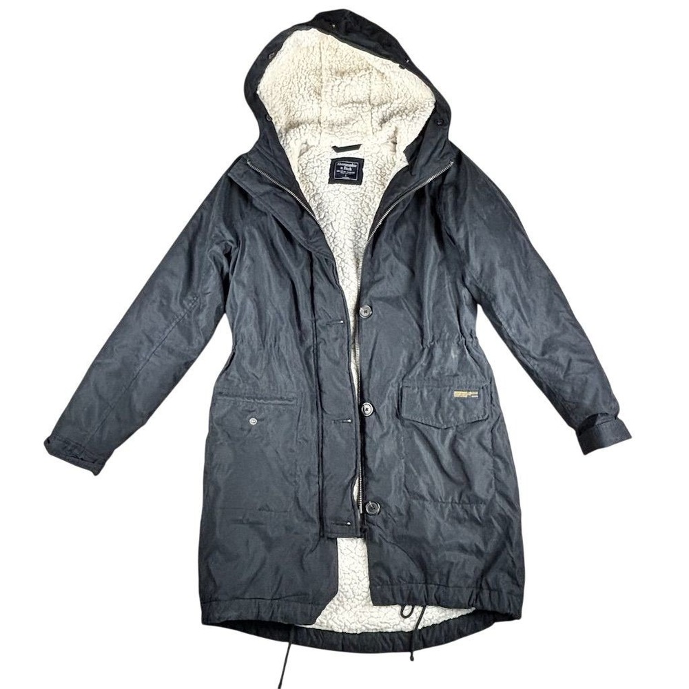 Abercrombie & Fitch Women's Blue Sherpa‎ Lined Parka Jacket Size S